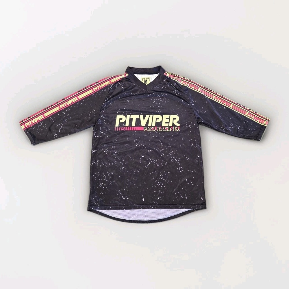 Pit Viper Pro Racing Jersey Mens Sz Medium Black‎ 3/4 Sleeve Mesh Breathable